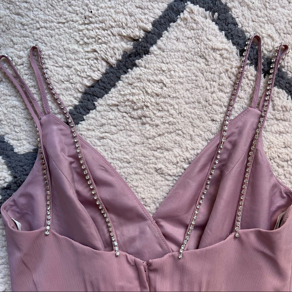 David’s Bridal Rhinestone Strap Long Bridesmaid Dress Quartz - Picture 6 of 16